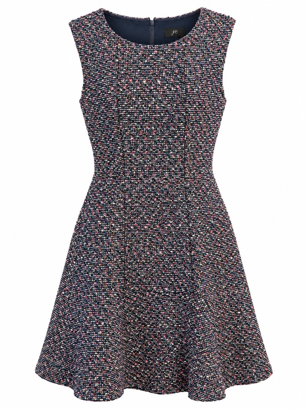 J.Crew Size 6 Preppy Tweed Fit & Flare Dress Navy Pink Sleeveless